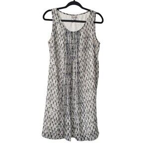 J Jill Midi Shift Tank Sundress Size MP Pleated Side Zipper Sleeveless Black